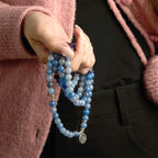 Fortune Jewel 108 Mala Beads Multi-layer Natural Blue Aventurine Lotus Calm Bracelet