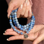 Fortune Jewel 108 Mala Beads Multi-layer Natural Blue Aventurine Lotus Calm Bracelet