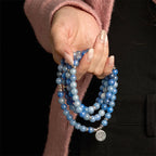 Fortune Jewel 108 Mala Beads Multi-layer Natural Blue Aventurine Lotus Calm Bracelet