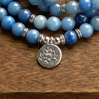 Fortune Jewel 108 Mala Beads Multi-layer Natural Blue Aventurine Lotus Calm Bracelet