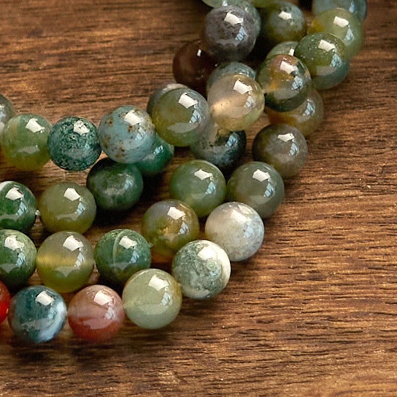 Fortune Jewel 108 Mala Beads Natural Stone Indian Agate Lotus Calm Bracelet