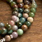 Fortune Jewel 108 Mala Beads Natural Stone Indian Agate Lotus Calm Bracelet