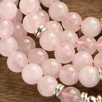 Fortune Jewel 108 Mala Beads Natural Stone Rose Quartz Lotus Peace Bracelet