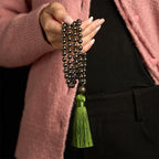 Fortune Jewel 108 Mala Beads Natural Stone Hematite Tassel Powerful Bracelet