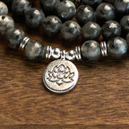 Fortune Jewel 108 Mala Beads Multi-layer Natural Black Glitter Stone Lotus Positivity Bracelet