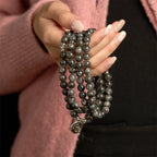 Fortune Jewel 108 Mala Beads Multi-layer Natural Black Glitter Stone Lotus Positivity Bracelet