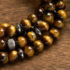 Fortune Jewel 108 Mala Beads Natural Stone Tiger Eye Multi-turn Protection Bracelet