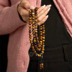Fortune Jewel 108 Mala Beads Natural Stone Tiger Eye Multi-turn Protection Bracelet