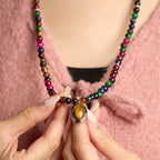 Fortune Jewel 108 Mala Beads Natural Colorful Tiger Eye Stone Multi-turn Protection Bracelet