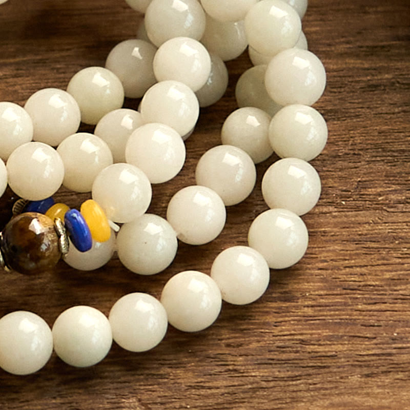 Fortune Jewel 108 Mala Beads Natural Quartzite Wealth Luck Bracelet