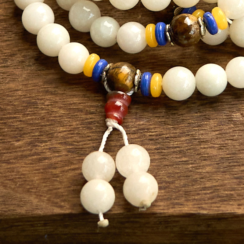 Fortune Jewel 108 Mala Beads Natural Quartzite Wealth Luck Bracelet
