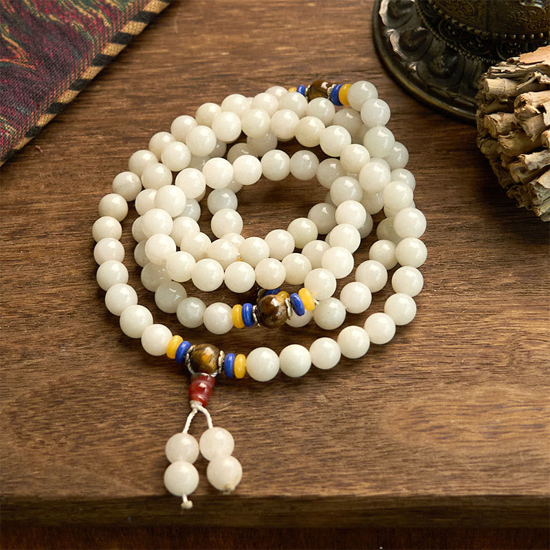 Fortune Jewel 108 Mala Beads Natural Quartzite Wealth Luck Bracelet