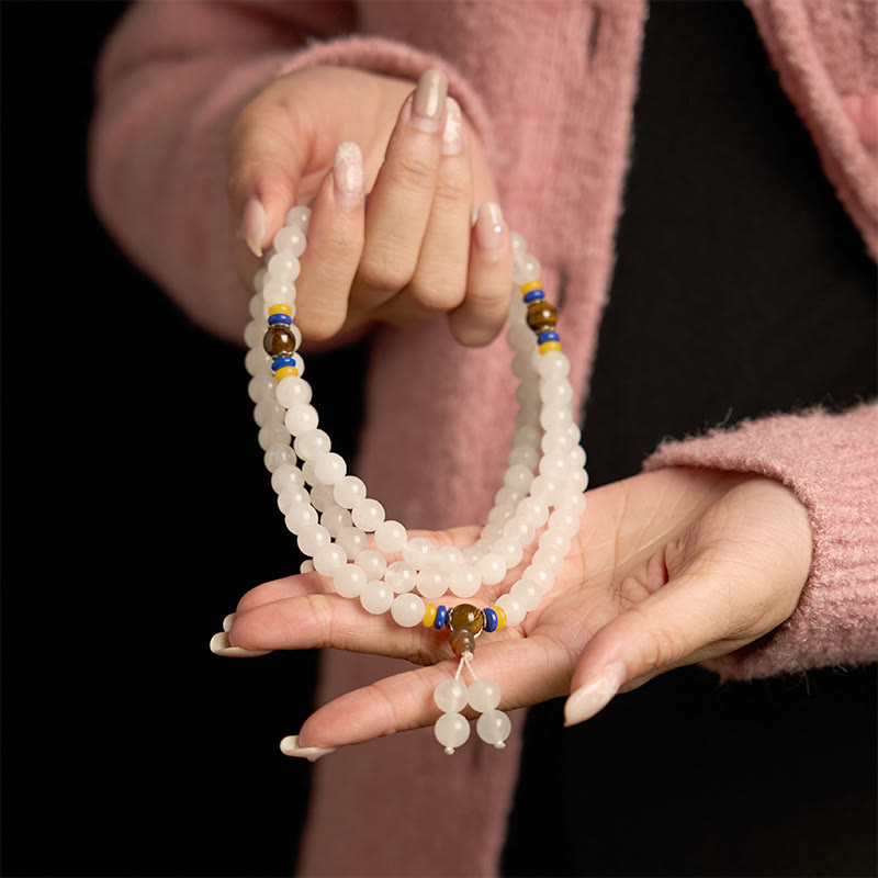 Fortune Jewel 108 Mala Beads Natural Quartzite Wealth Luck Bracelet