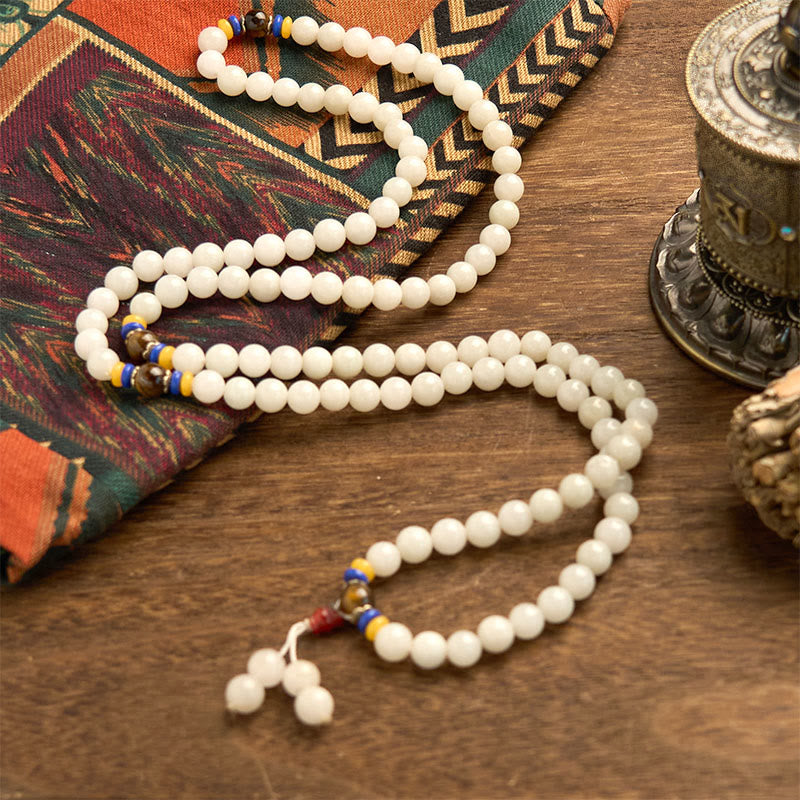Fortune Jewel 108 Mala Beads Natural Quartzite Wealth Luck Bracelet
