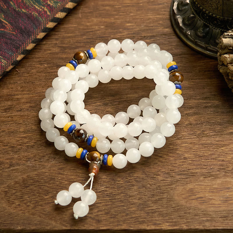 Fortune Jewel 108 Mala Beads Natural Quartzite Wealth Luck Bracelet