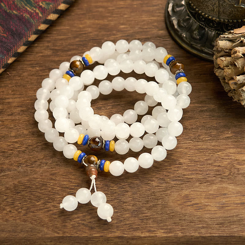 Fortune Jewel 108 Mala Beads Natural Quartzite Wealth Luck Bracelet