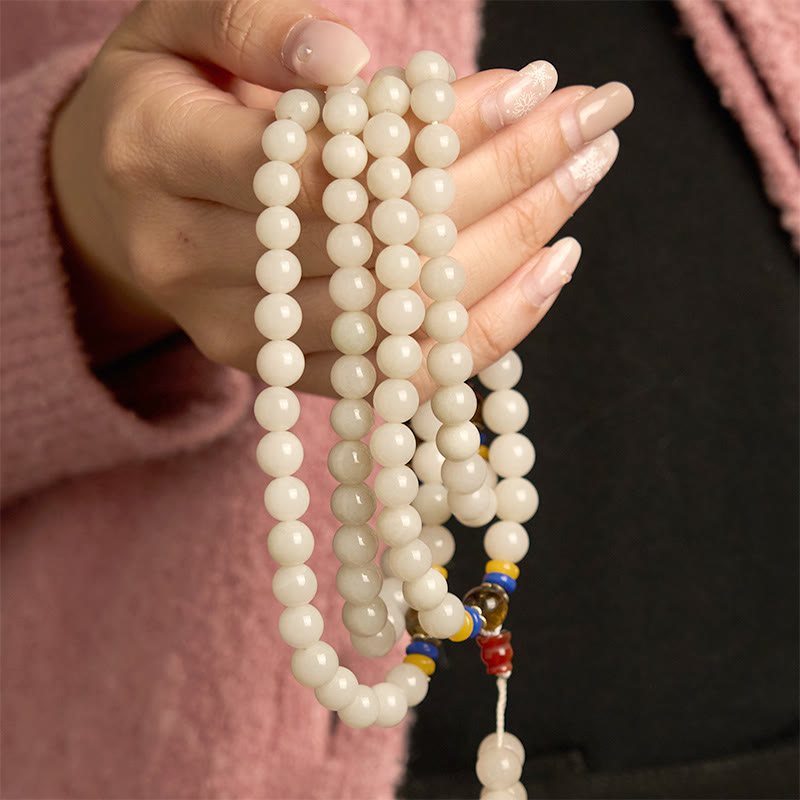 Fortune Jewel 108 Mala Beads Natural Quartzite Wealth Luck Bracelet