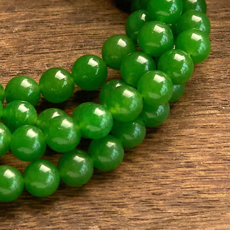 Fortune Jewel 108 Mala Beads Natural Cyan Jade Luck Bracelet