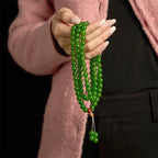 Fortune Jewel 108 Mala Beads Natural Cyan Jade Luck Bracelet