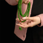 Fortune Jewel 108 Mala Beads Natural Cyan Jade Luck Bracelet