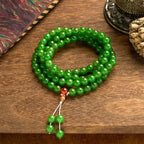 Fortune Jewel 108 Mala Beads Natural Cyan Jade Luck Bracelet