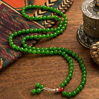 Fortune Jewel 108 Mala Beads Natural Cyan Jade Luck Bracelet