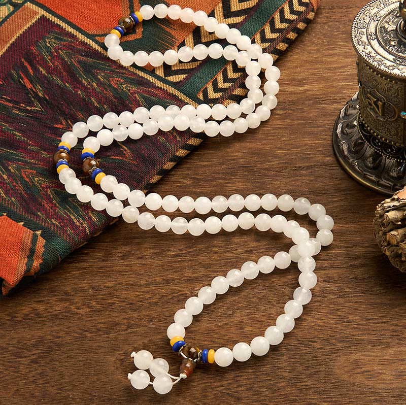 Fortune Jewel 108 Mala Beads Natural Quartzite Wealth Luck Bracelet