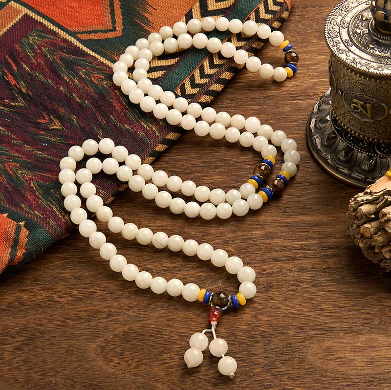 Fortune Jewel 108 Mala Beads Natural Quartzite Wealth Luck Bracelet