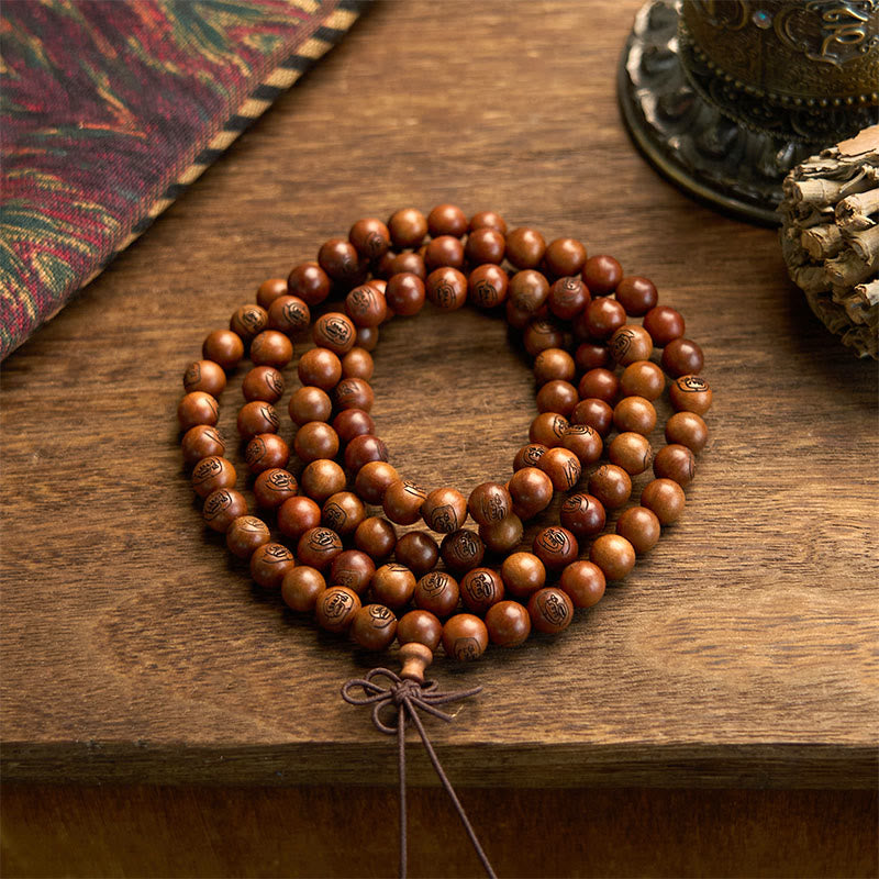 Fortune Jewel 108 Mala Beads Lightning Struck Jujube Wood The Golden Light Mantra Protection Bracelet
