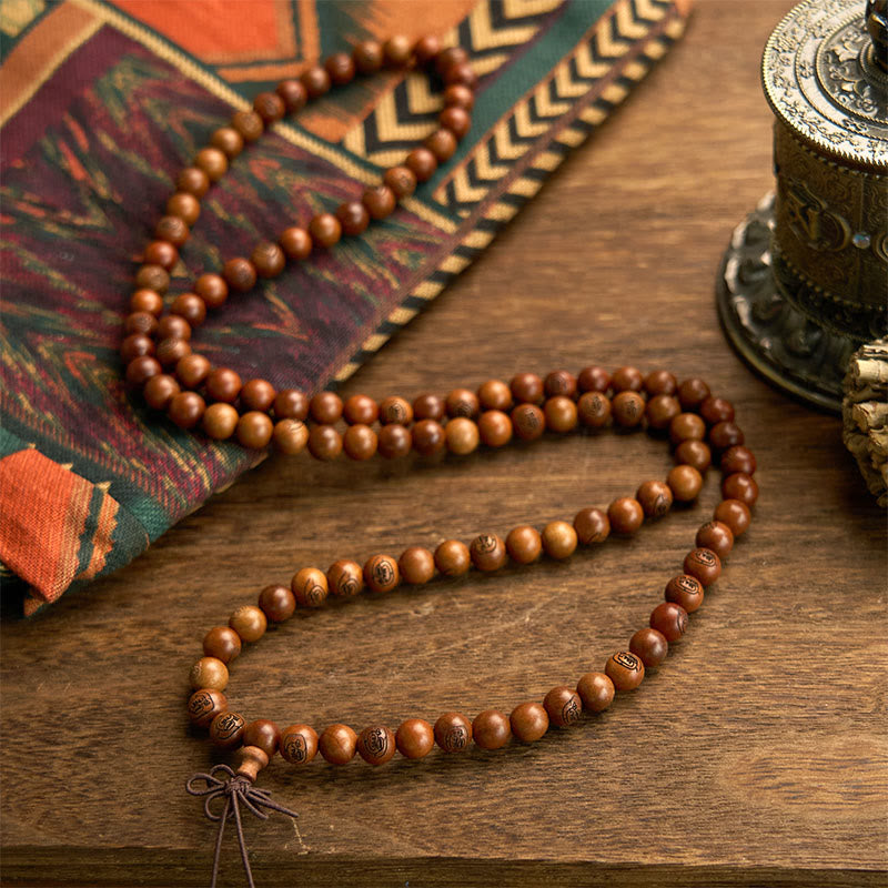 Fortune Jewel 108 Mala Beads Lightning Struck Jujube Wood The Golden Light Mantra Protection Bracelet