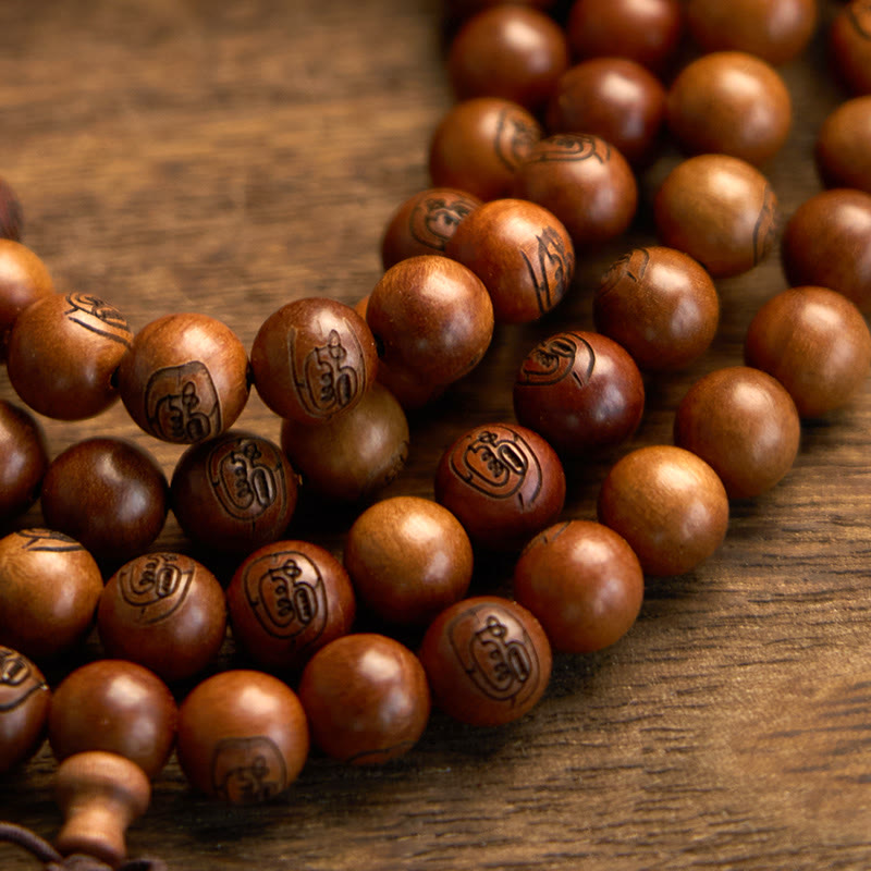 Fortune Jewel 108 Mala Beads Lightning Struck Jujube Wood The Golden Light Mantra Protection Bracelet