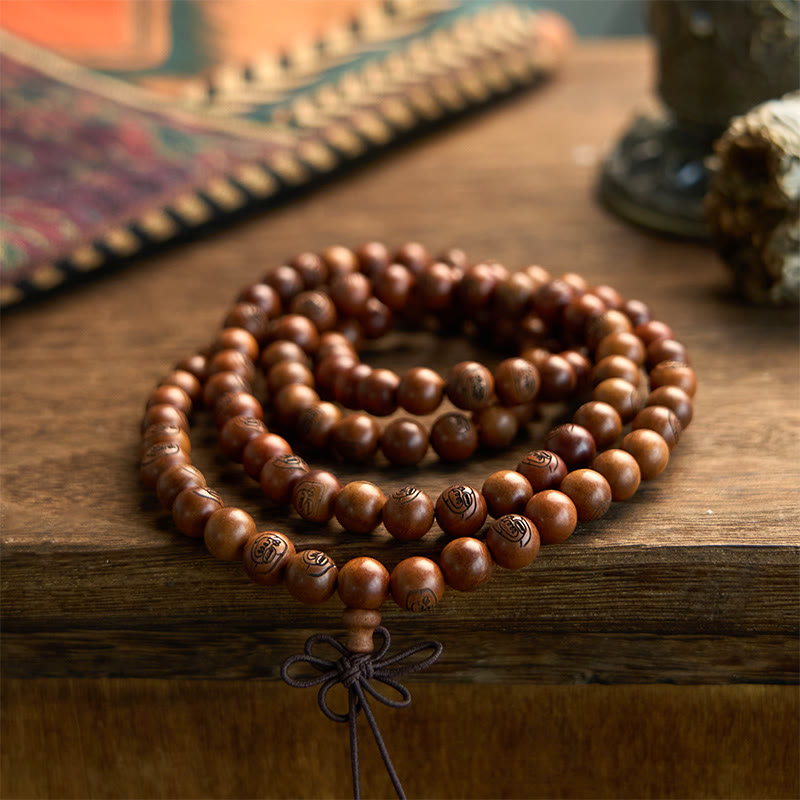 Fortune Jewel 108 Mala Beads Lightning Struck Jujube Wood The Golden Light Mantra Protection Bracelet