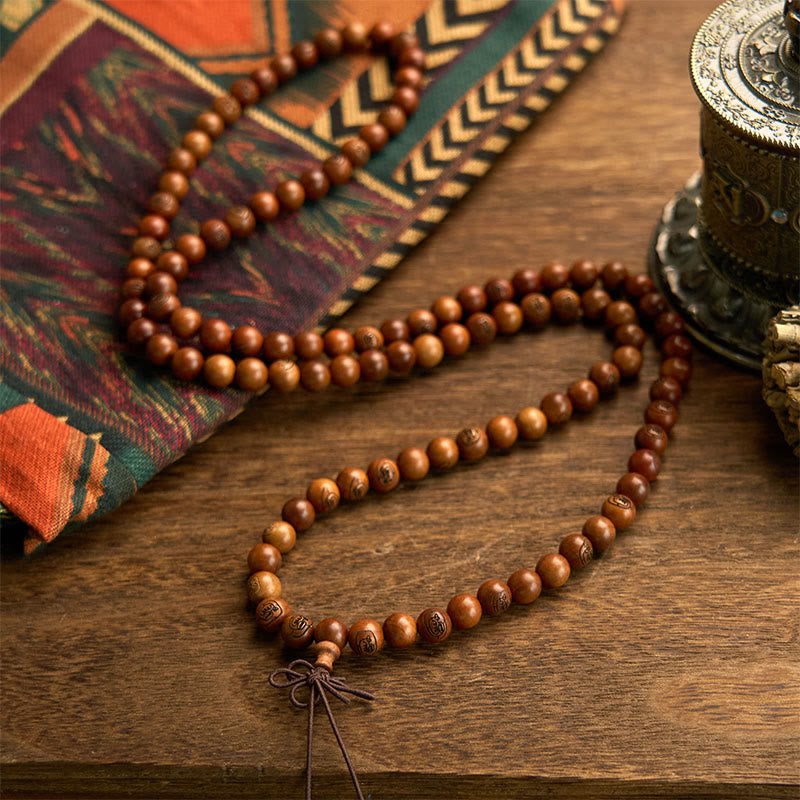Fortune Jewel 108 Mala Beads Lightning Struck Jujube Wood The Golden Light Mantra Protection Bracelet