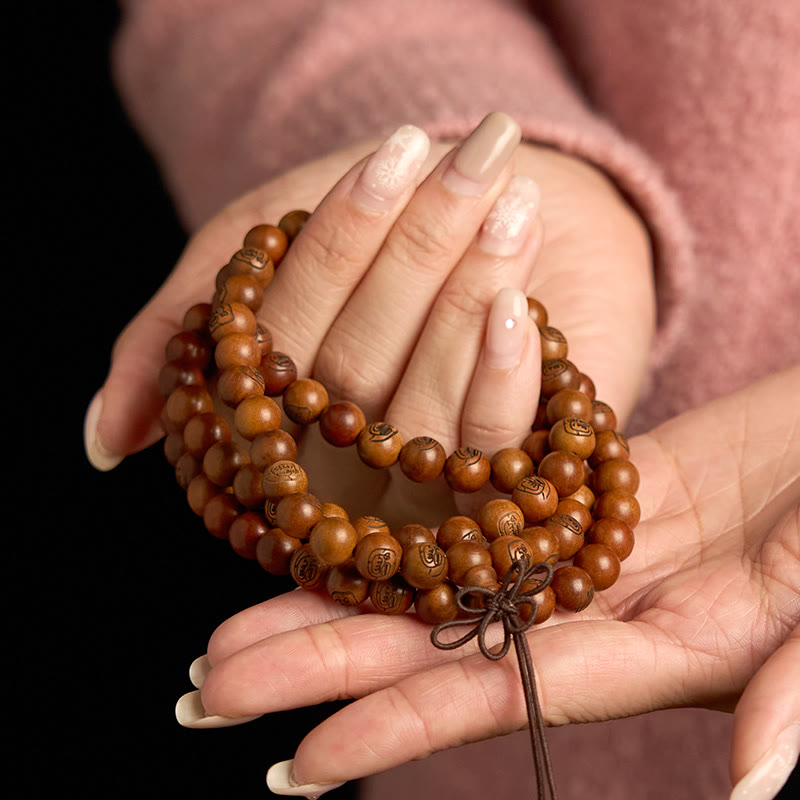 Fortune Jewel 108 Mala Beads Lightning Struck Jujube Wood The Golden Light Mantra Protection Bracelet