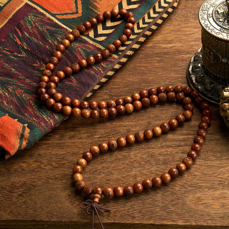 Fortune Jewel 108 Mala Beads Lightning Struck Jujube Wood The Golden Light Mantra Protection Bracelet