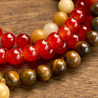 Fortune Jewel 108 Mala Beads Red Agate Tiger Eye Yellow Tassel Calm Bracelet