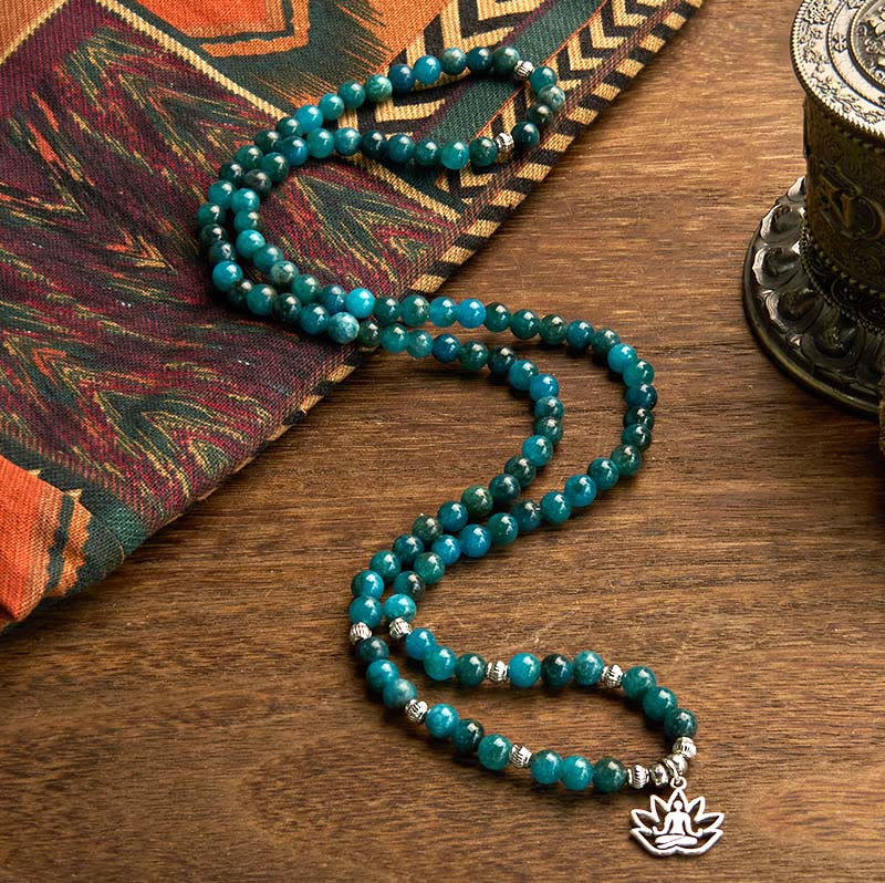 Fortune Jewel 108 Mala Beads Apatite Bead Om The Tree Of Life Lotus Buddha Bracelet Fortune Jewel