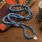 Fortune Jewel 108 Mala Beads Multi-layer Natural Blue Aventurine Lotus Calm Bracelet