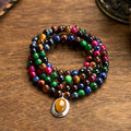 Fortune Jewel 108 Mala Beads Natural Colorful Tiger Eye Stone Multi-turn Protection Bracelet
