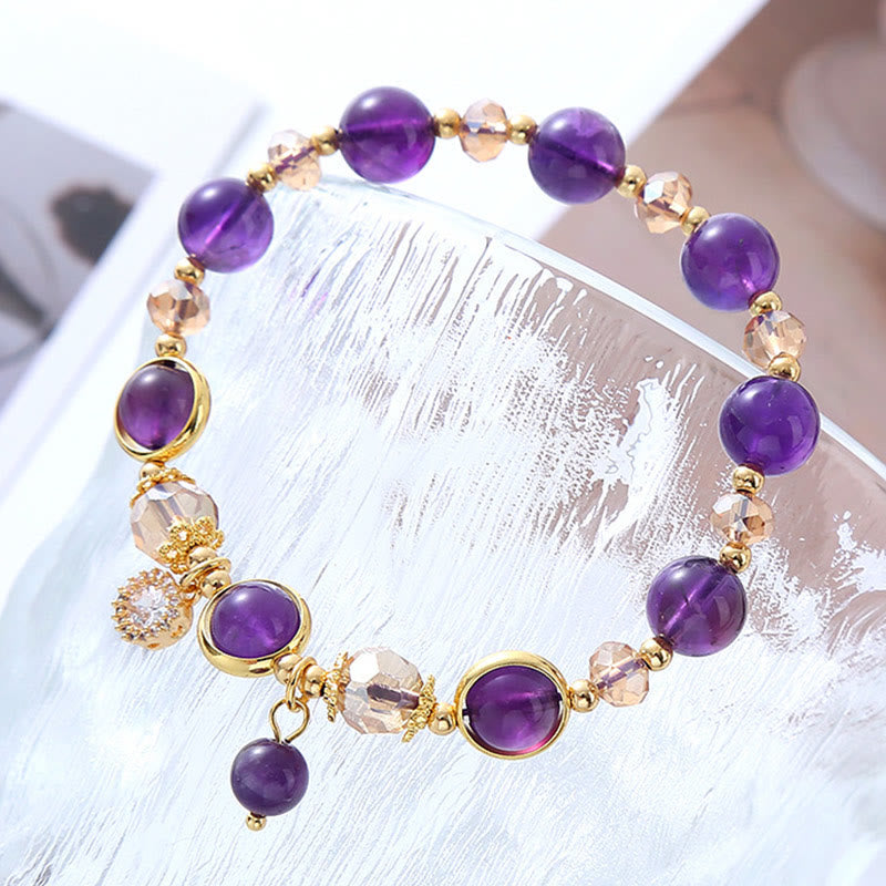 Fortune Jewel Natural Amethyst Geometric Crystal Meditation Bracelet