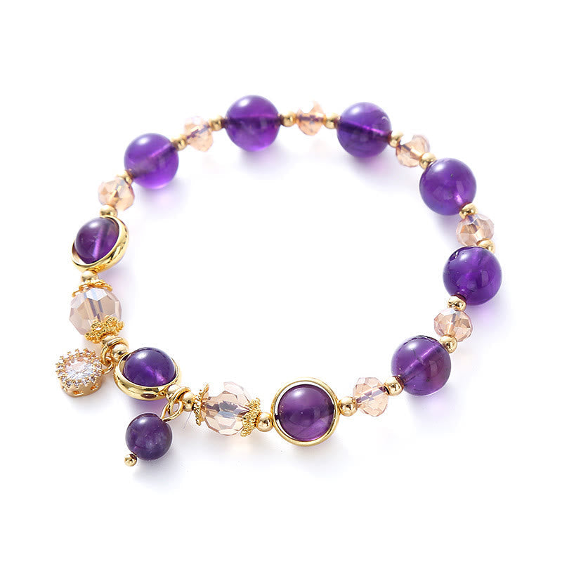 Fortune Jewel Natural Amethyst Geometric Crystal Meditation Bracelet