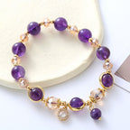 Fortune Jewel Natural Amethyst Geometric Crystal Meditation Bracelet