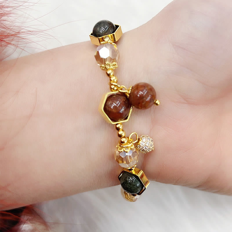 Fortune Jewel Natural Colored Rutilated Quartz Amethyst Protection Bracelet