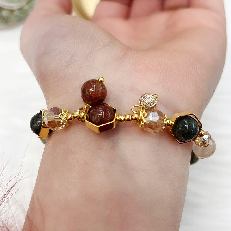 Fortune Jewel Natural Colored Rutilated Quartz Amethyst Protection Bracelet