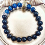 Fortune Jewel Silver Sheen Obsidian Blue Tiger Eye Om Mani Padme Hum Protection Bracelet