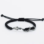 Fortune Jewel 999 Sterling Silver Shark Black Wax Rope Protection Bracelet