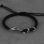 Fortune Jewel 999 Sterling Silver Shark Black Wax Rope Protection Bracelet
