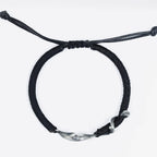 Fortune Jewel 999 Sterling Silver Shark Black Wax Rope Protection Bracelet