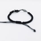 Fortune Jewel 999 Sterling Silver Shark Black Wax Rope Protection Bracelet
