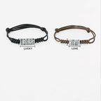 Fortune Jewel 999 Sterling Silver Morse Code Wax Rope Blessing Bracelet